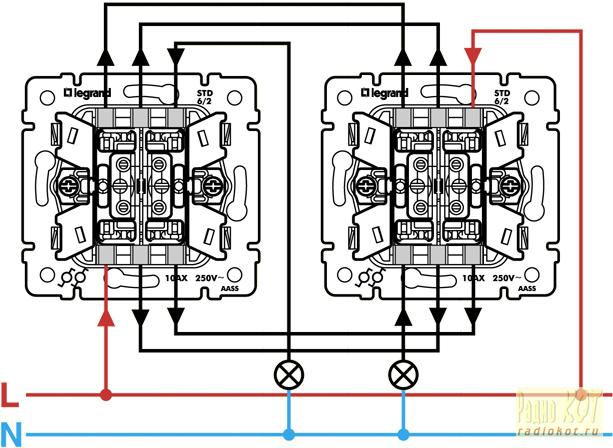 РадиоКот ::  проходной выключатель по 3-м проводам