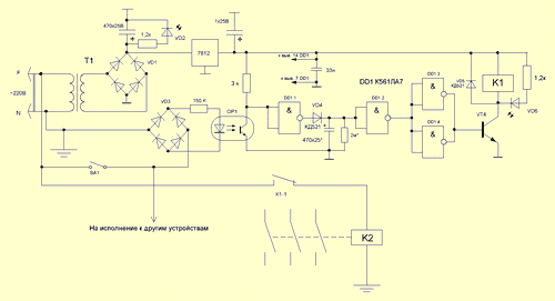 Схема реле задержки выключения 12в