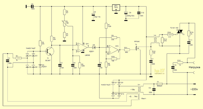 Схема на операционном усилителе LM358