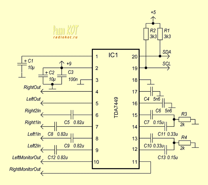 Схема включения tda1029