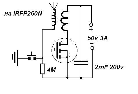Схема катушки тесла на транзисторе irfp460