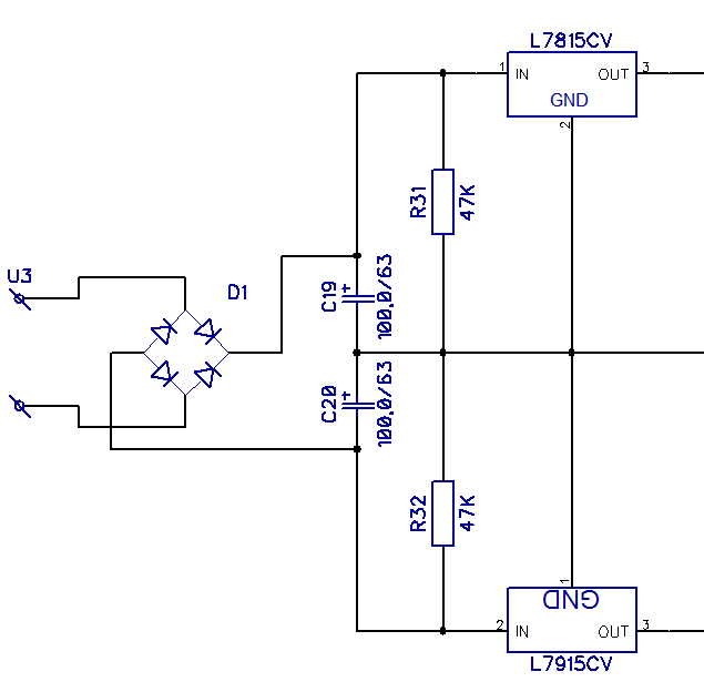 Двуполярный стабилизатор напряжения 15 вольт схема на 7915 7815