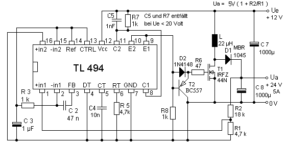 Понижающий преобразователь на tl494 схема