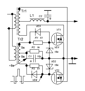 Синхронный выпрямитель на полевых транзисторах схема