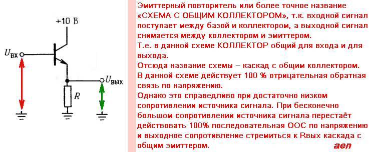 Схема с ок не может усиливать напряжение