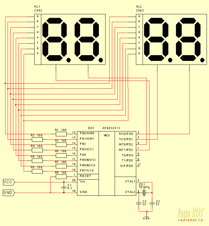 Схема подключения индикаторов